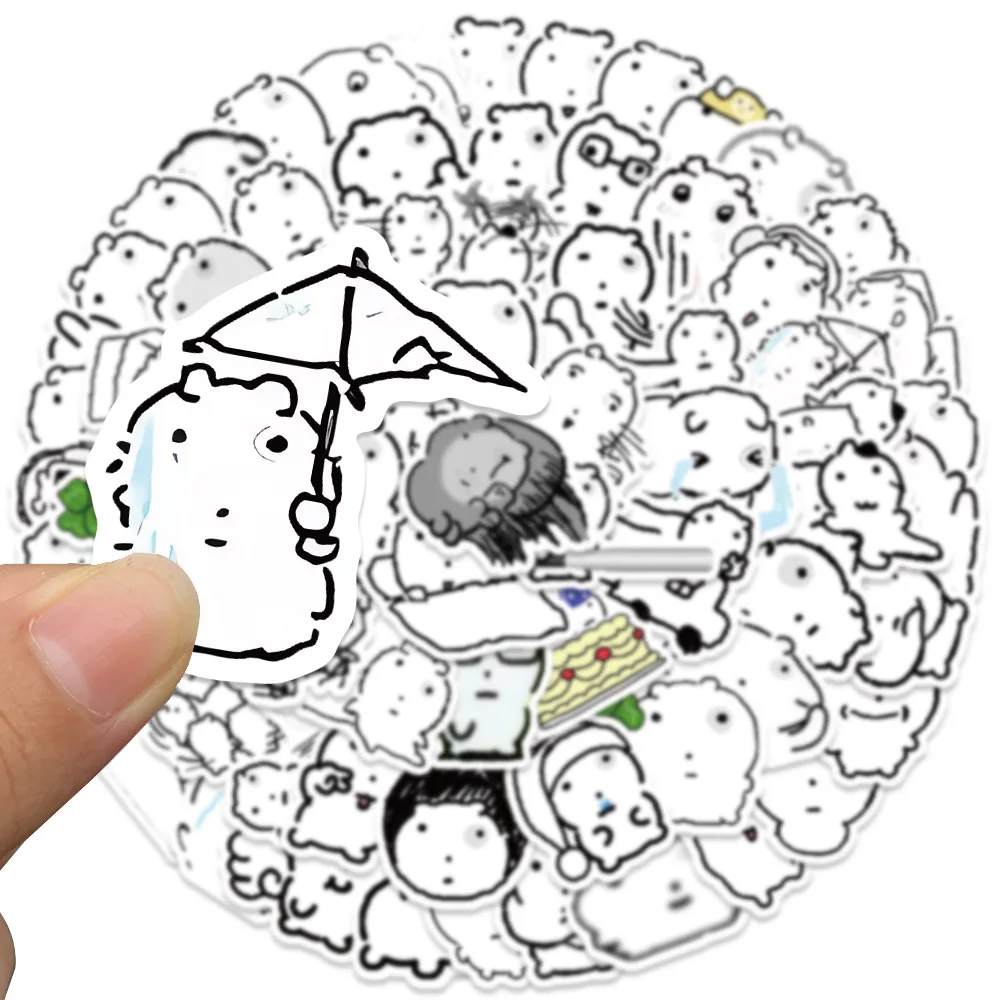 72Pcs Abstract Eye Bubble Cat Graffiti Stickers Scrapbooking Collage Material Helmet Phone Water Cup Wall Notepad Decoration image 3