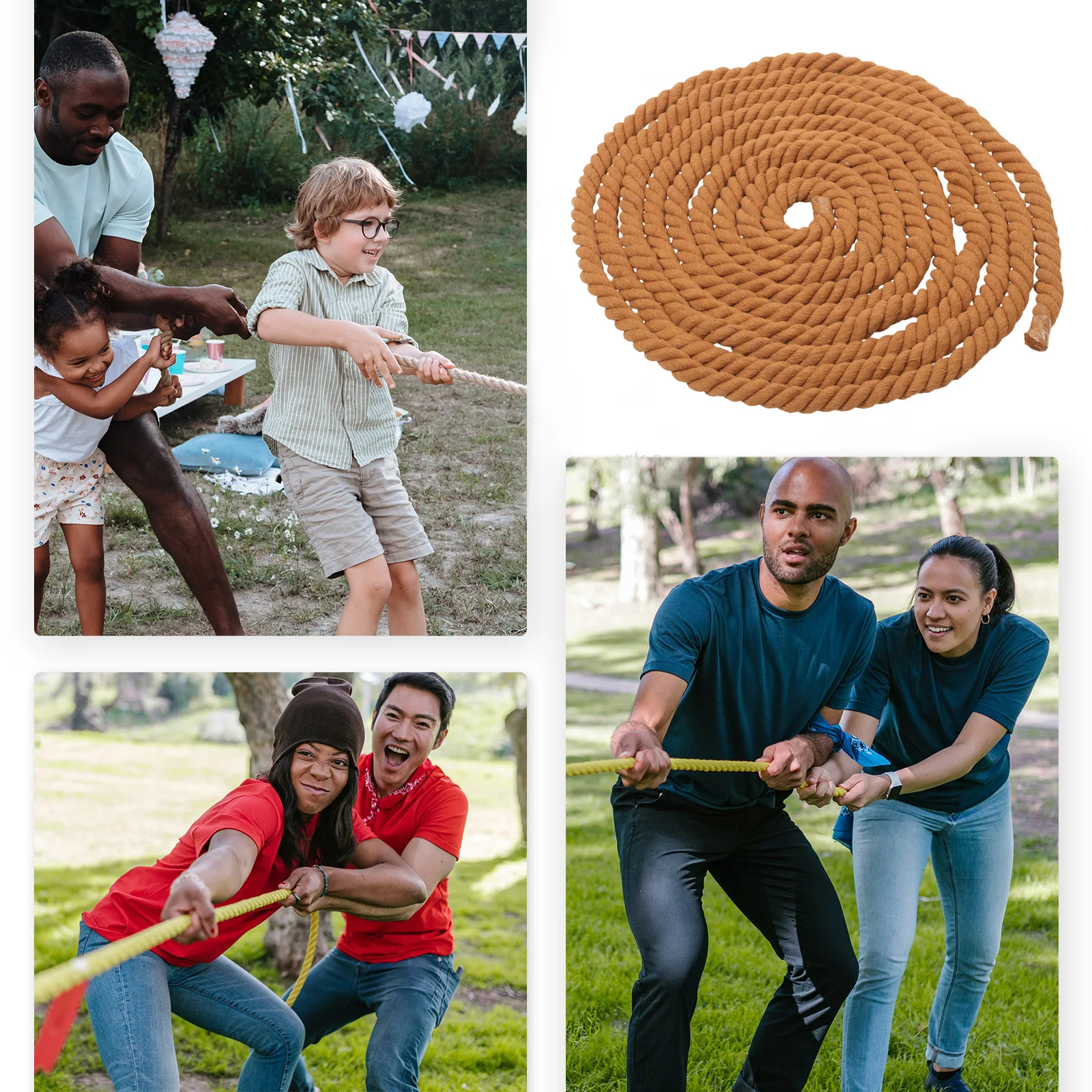 

8M Tug of War Rope Outdoor Fall Games Cotton Party 02 Brown Large Packaging Craft Child Accessory Handworked Twine