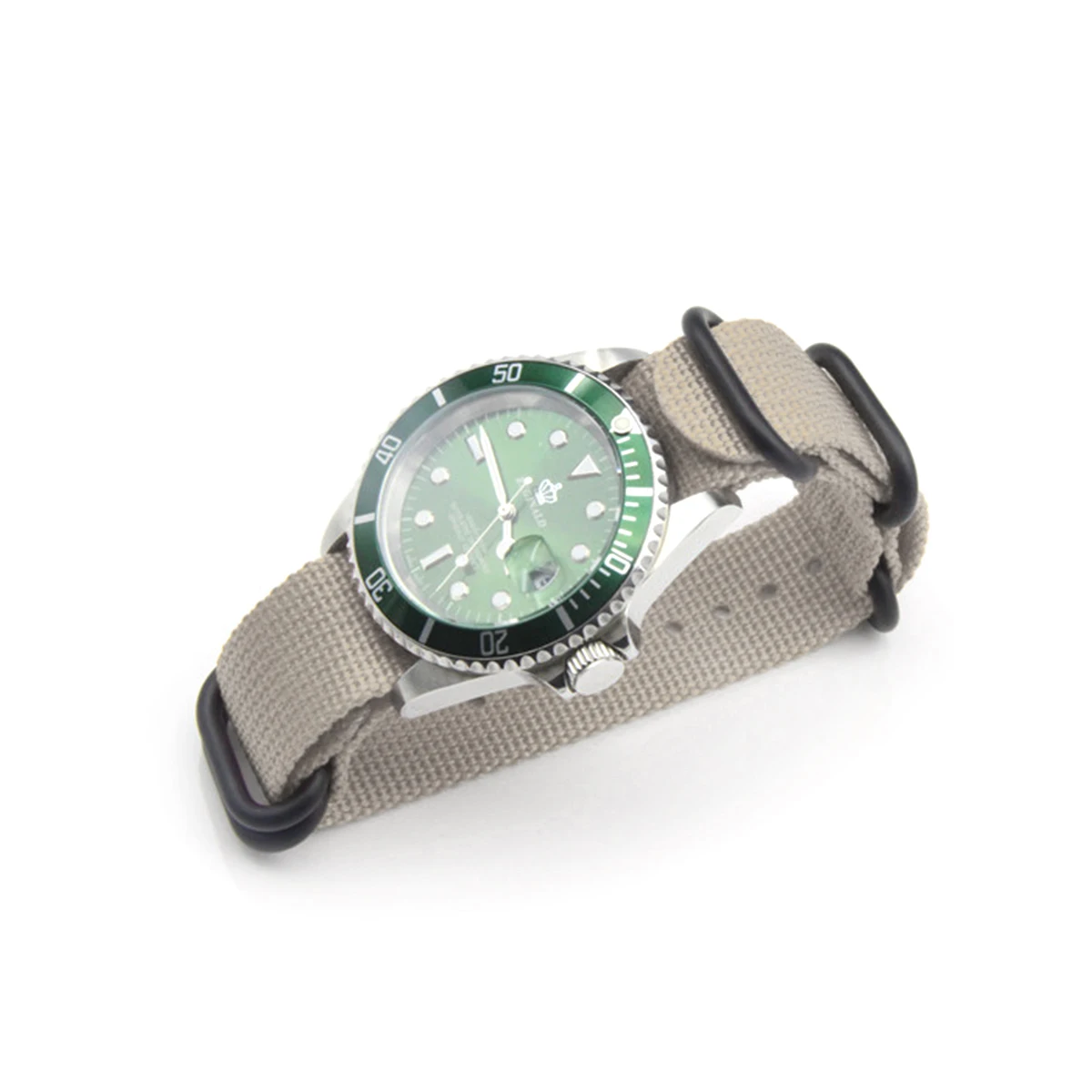 

22Mm Nylon Strap Durable 2 Joint Wristband For Watch Replacement Khaki With Black Buckle Stainless Steel Clasp Seamless Odorless