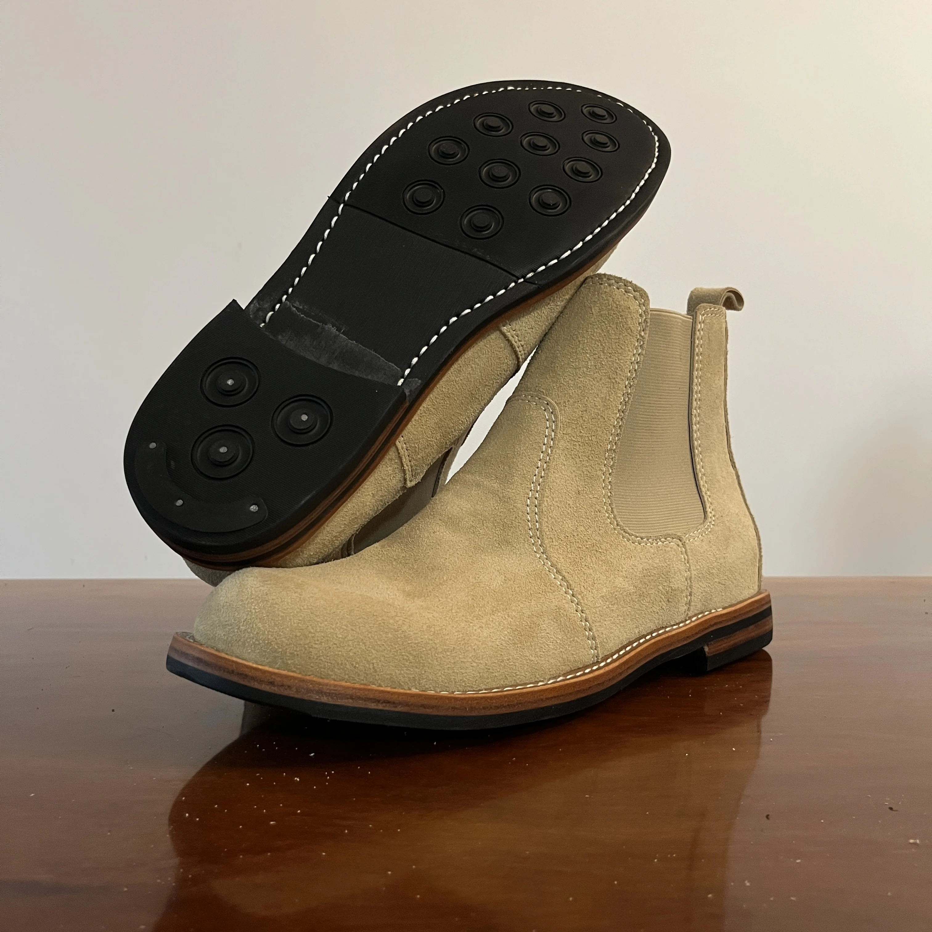 

C66 RockCanRoll Full Size 35-52 Super Quality Genuine Italian Suede Cow Leather Handmade Goodyear Welted Beatle Chelsea Boot