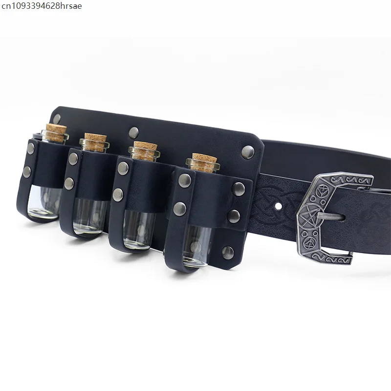 Porta profumo per bottiglia di pozione magica da strega medievale con 4 bottiglie di alchimia fiaschetta per pozioni cintura in vita mago LARP puntelli cosplay