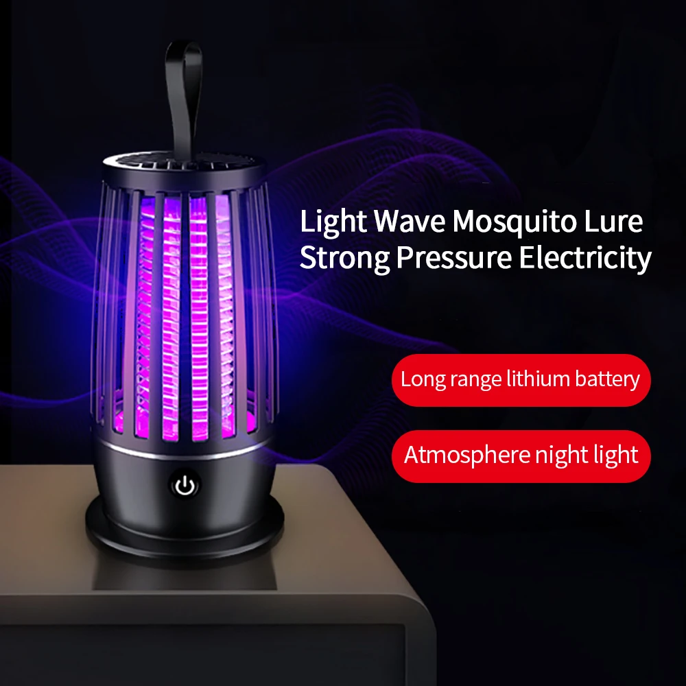 Portable USB Rechargeable Electric Mosquito Killer Lamp Summer 365nm UV Radiationless Insect Trap Mute Fly Trap Outdoor Supplies