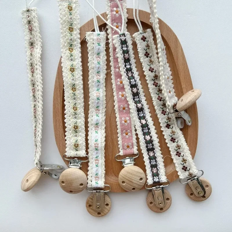 Lace Pacifier Clip Chain for Newborn Anti-Lost Pacifier Holder Embroidery Gift Baby Products