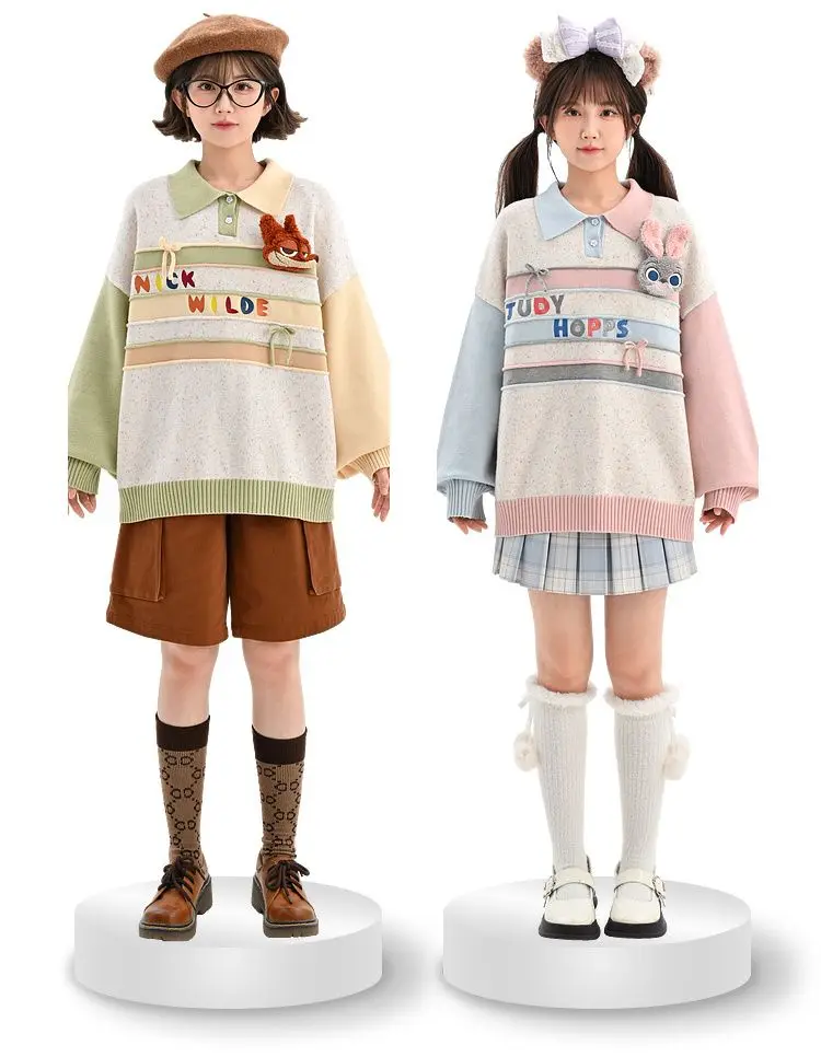 ديزني جودي هوبس الكرتون لطيف فتاة الغابات نمط الدوبامين فتاة سترة الإبداعية الخريف قميص بولو البلوز تي شيرت هدية علوية