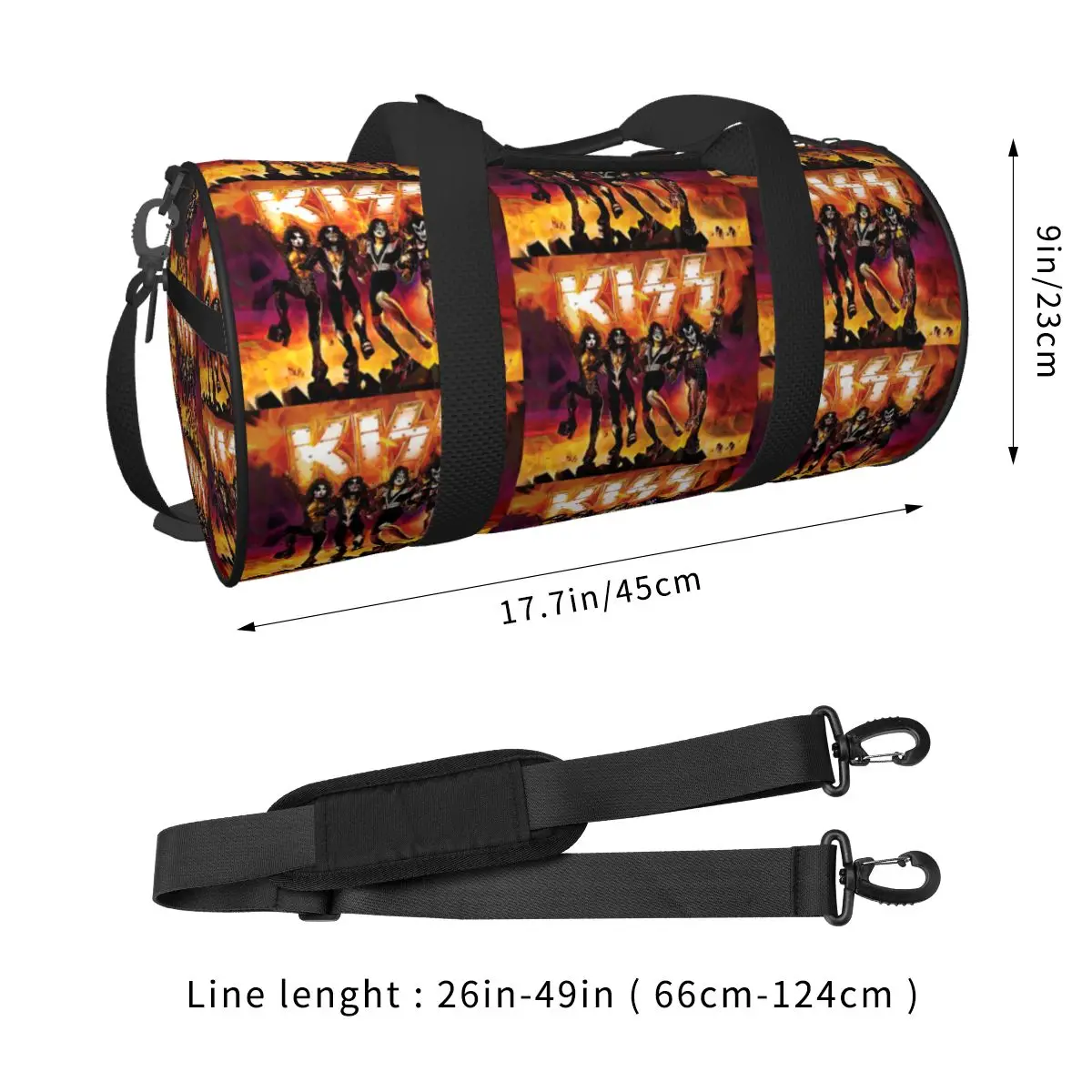 KISS The Band Rock And Roll Large Duffle Gym Bag Multi-Functional Duffle Travel Bags Handbags Fitness bag