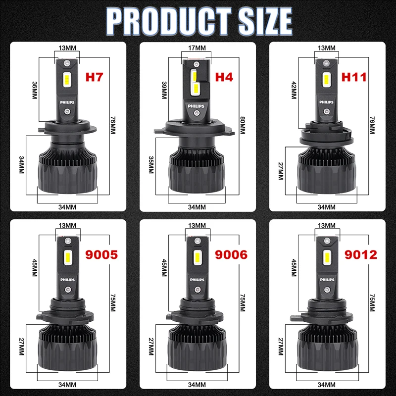 Philips Ultinon Rally 3550 LED H7 H4 H11 HB3 HB4 HIR2 9005 9006 9012 100W 9000LM High Power 6500K Bright White Car Head Lamps 2X