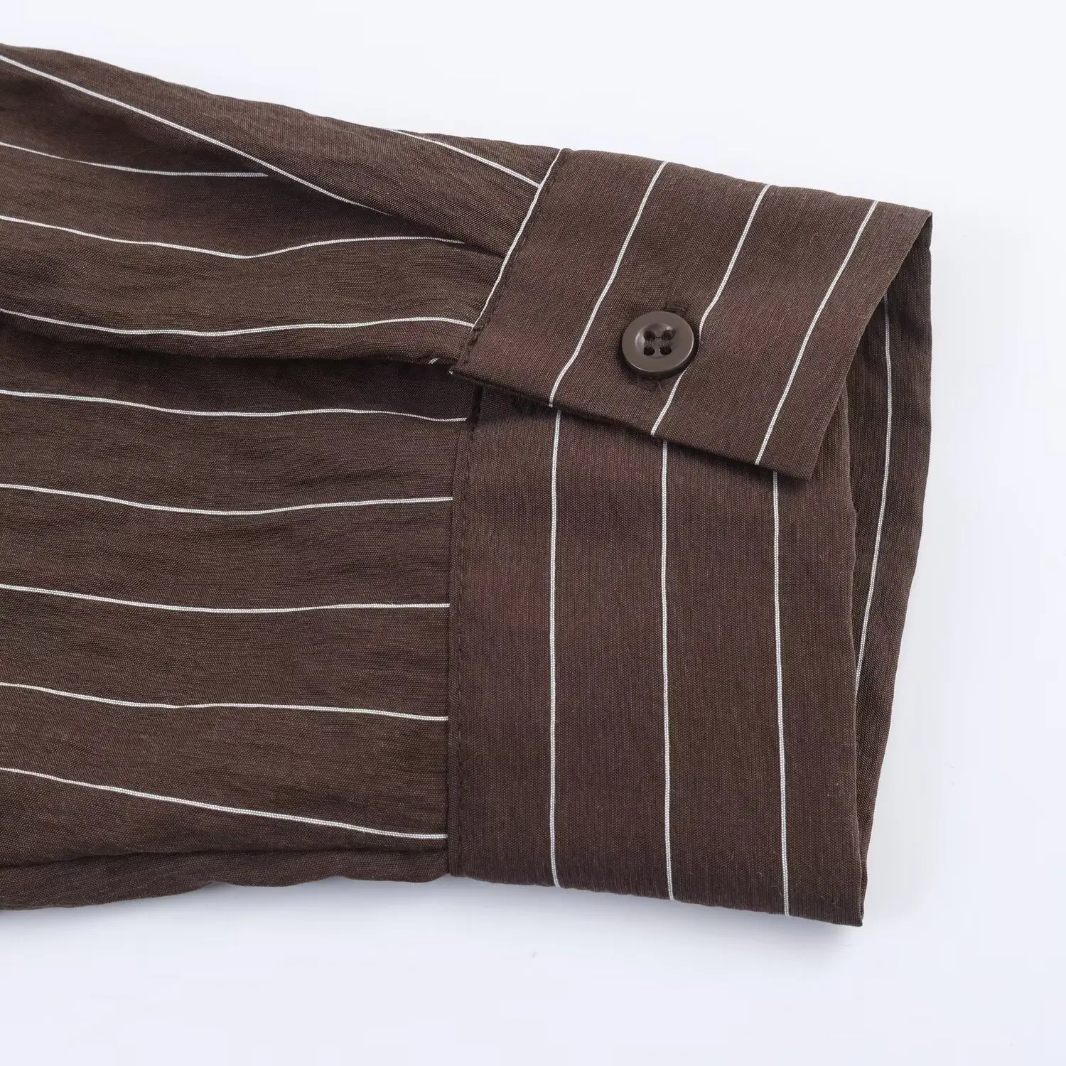 KONDALA Vintage Brązowy Pasek w Paski Damska Koszula Casual Asymetryczna Moda Jesień 2025 Koszula dla Nauczycielki Streetwear Elegancka Koszula Damska