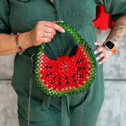 Watermelon Design Bead Making Hand-held Women's Bag Red Green Splicing Fashion Versatile Chain Crossbody Bags Can Be Customized