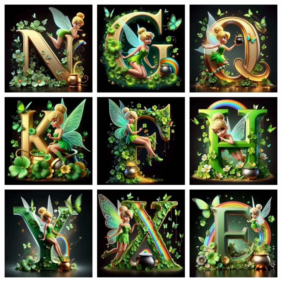 Disney Full Kits Diamond Embroidery Cartoon Princess Creative Hobbies Diamond Painting Tinker Bell Letter Mosaic DIY Wall Art