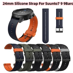 Correa de silicona suave de 24mm para reloj deportivo Suunto7, 9, Baro, Spartan, colores dobles, pulsera de goma