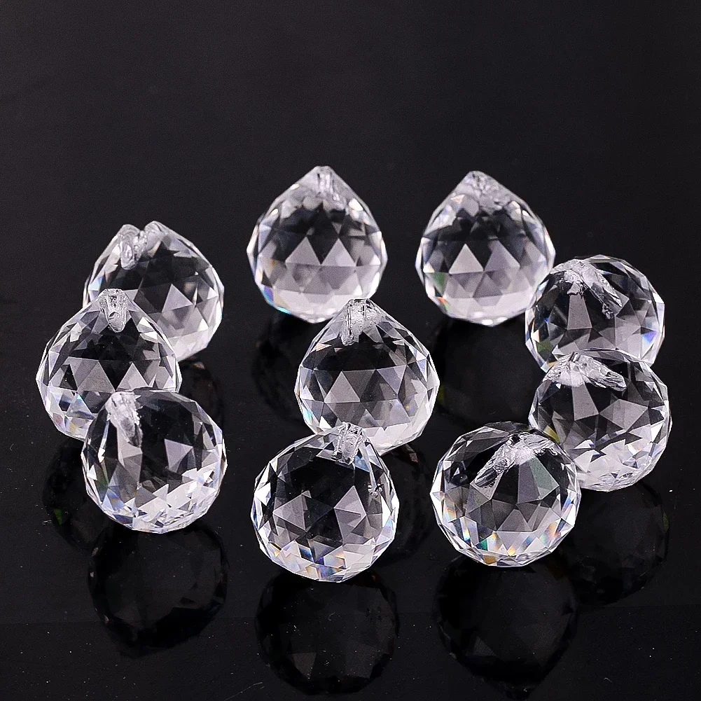 2pcs 20mm Clear Crystal Ball DIY Suncatcher Making Pendant Chandelier Lamp Parts Replacement Wind Spinner Stabilizer Drop Decor