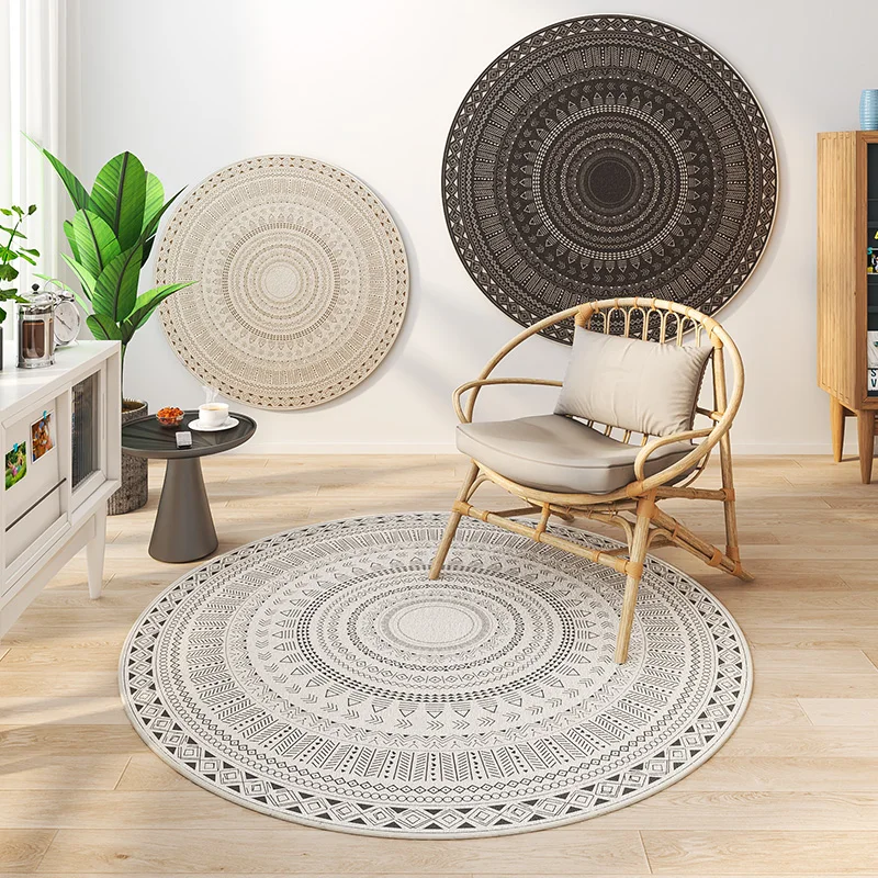 Morocco Round Carpet Lounge Chair Area Rug Soft Non-slip Light Color Living Room Decoration Carpets Washable Cloakroom Floor Mat