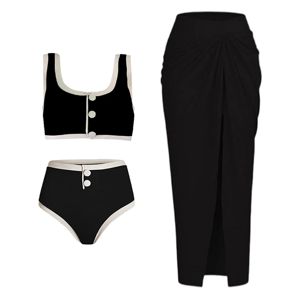 レトロなワンピース水着,蝶ネクタイとスカート,セクシーな腕立て伏せ水着,モノキニ,ビーチウェア,ボディ,黒と白,2024