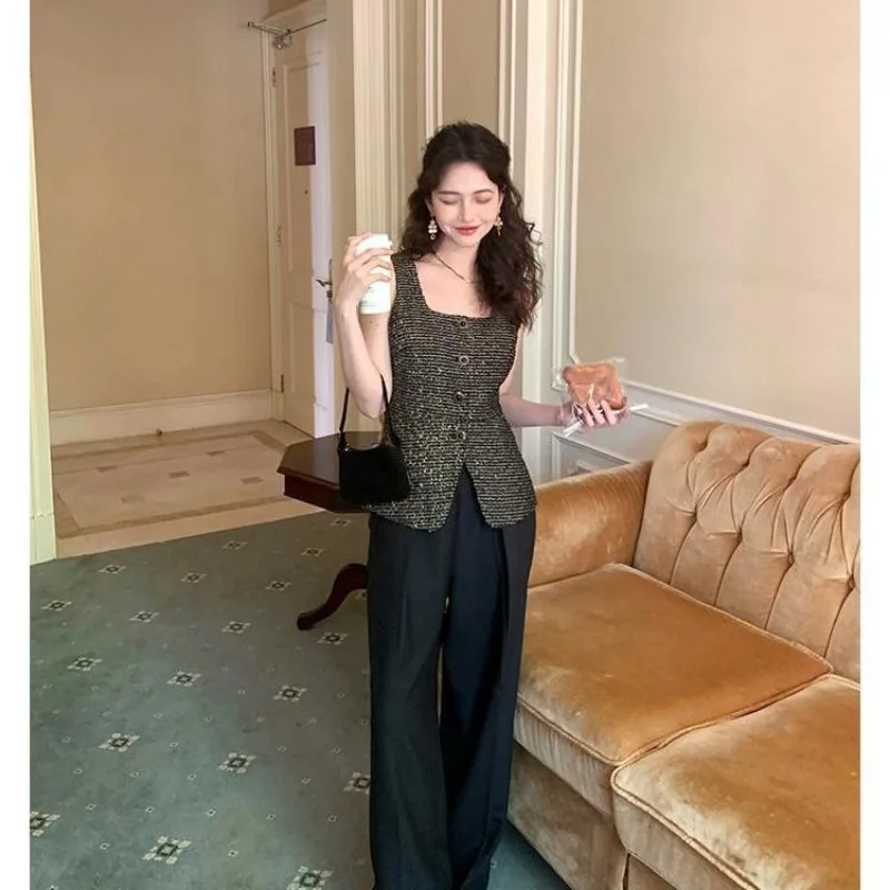 سترة أزياء فرنسية للنساء ريترو نحيفة متعددة الاستخدامات بدون أكمام #4