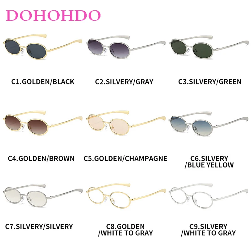 Trendy Luxury Design Sunglasses For Women Men Retro Metal Oval Small Frame Shades Summer Traveling Drive Sun Glasses UV400 Очки