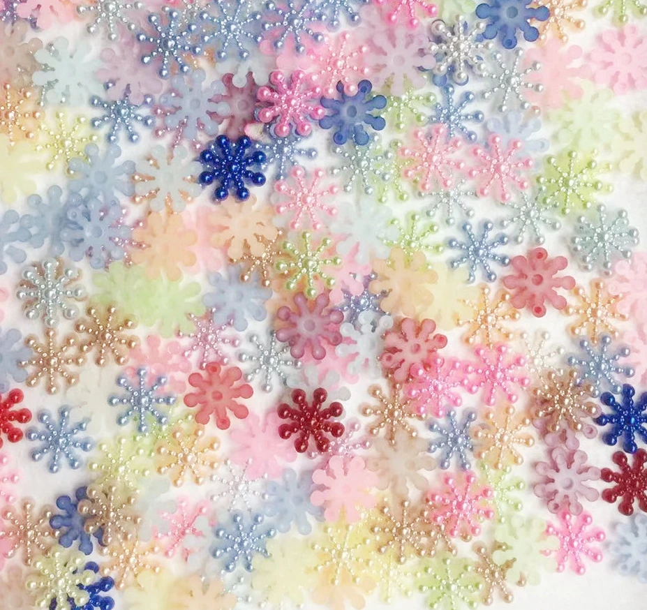 

100Pcs ABS imitation pearl snowflake nail art accessories DIY handmade, clothing mobile phone case DIY accessories