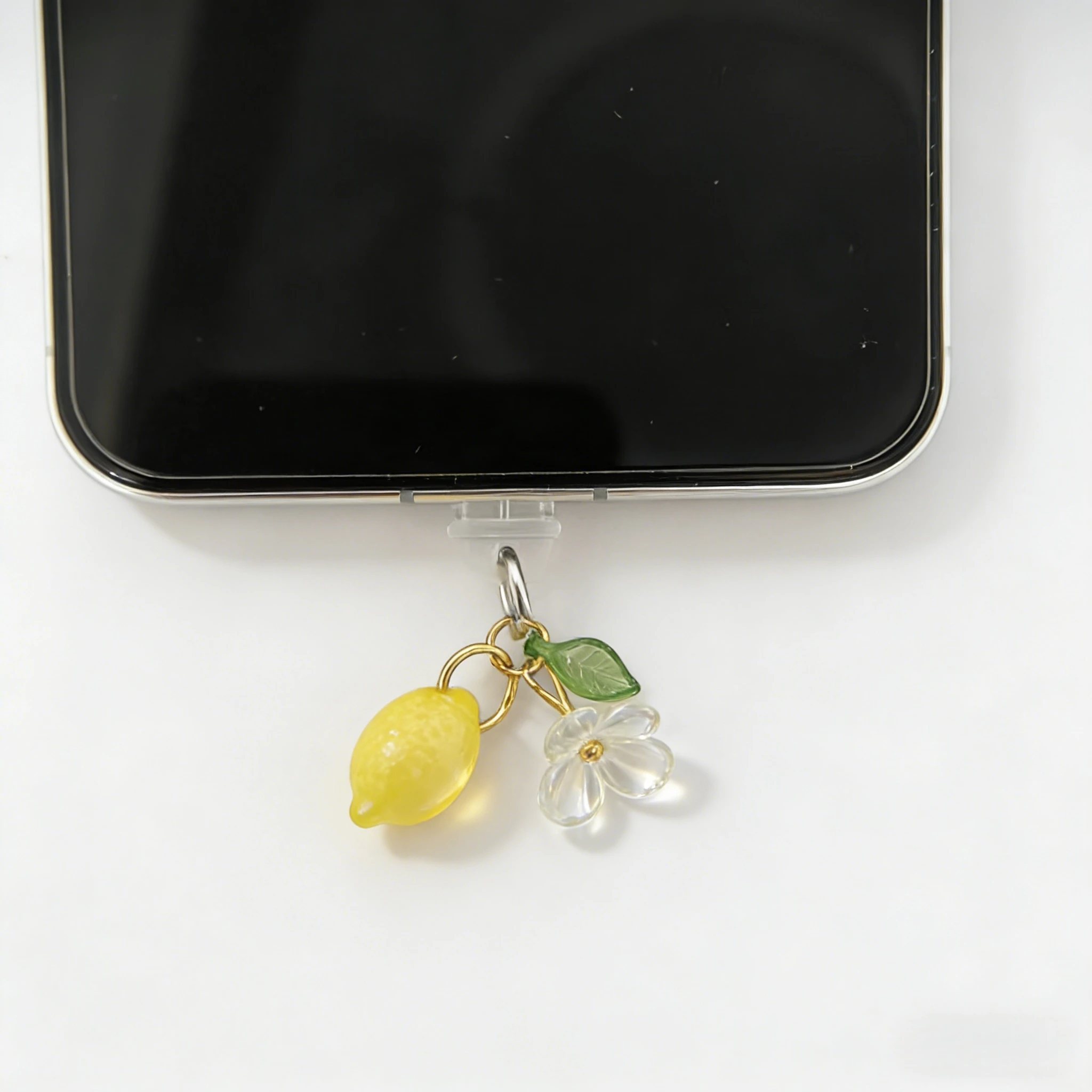 قابس غبار الهاتف العالمي على شكل فاكهة، الليمون، العنب، الكرز، الأفوكادو تصميم واجهة قلادة الزخرفية المقاومة للغبار، ملحقات الهاتف اللطيفة للفتيات #2