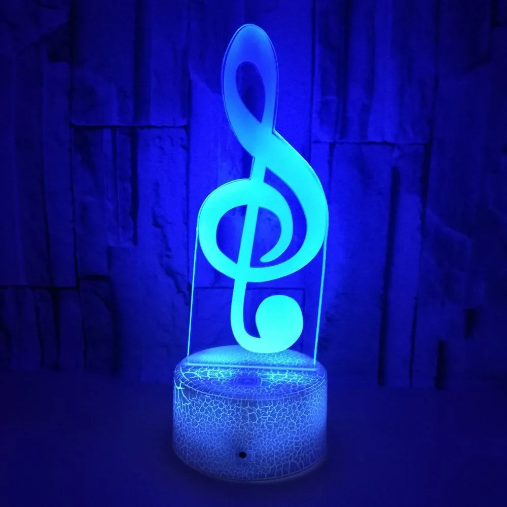 Music Note 3D Night Light Acrylic 7 Colors Changing Optical Illusion Touch Desk Lamp Christmas Gifts for Kids Home Decoration