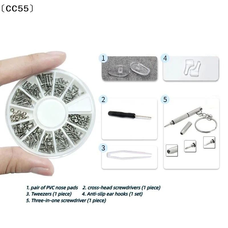 1 Set Eye Glasses Repair Kit With Screws Eyeglass Repair Tools Eyeglass Wrench Mini Screwdriver Fixing Plastic Replacement〔CC55〕