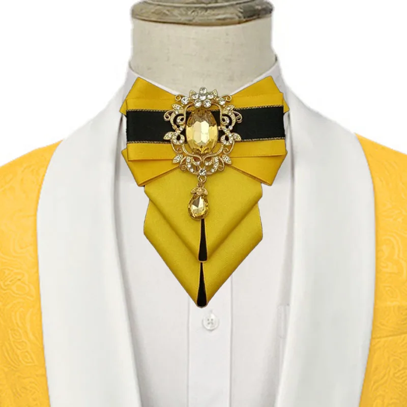 

Handmade Bow Ties Rhinestone Ribbon High-end Jewelry Gifts Men's Business Shirt Accessories British Luxury Wedding Collar Flower