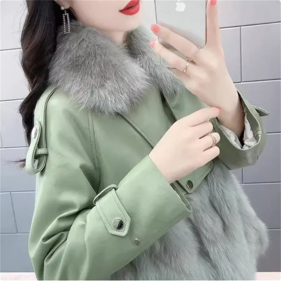 Fox Fur Grass Coat for Women Haining New Year, Young Style, Leather Plus Hair