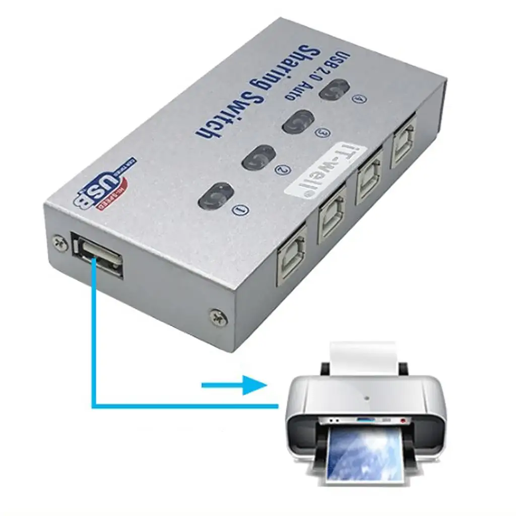 USB Sharing Switch 4 Port KVM USB Hub Adapter Splitter for PC Printer Scanner and Workstation