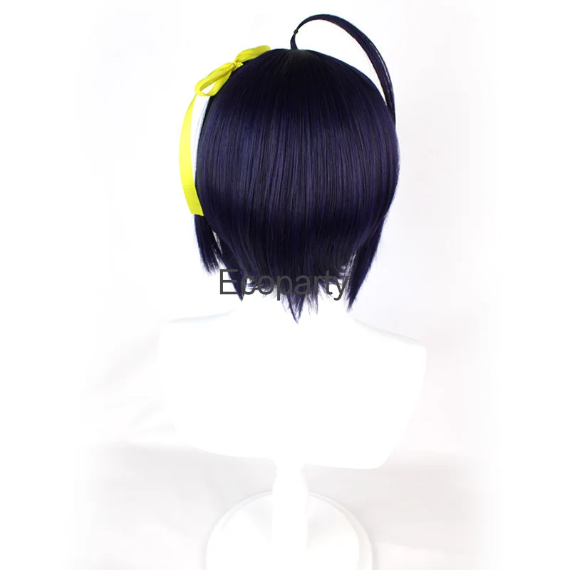 Perruque Cosplay Anime Bird Six Flowers, cheveux synthétiques courts, noir et violet, bandeau et bonnet ultraviolet gratuit