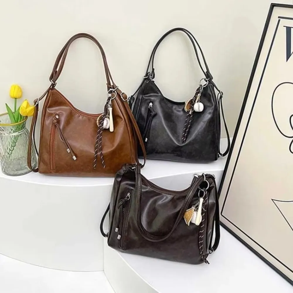 

Vintage PU Vintage Tote Bag Large Capacity Multi functional Crossbody Bag Purses Soft Handbags Stylish Accessory