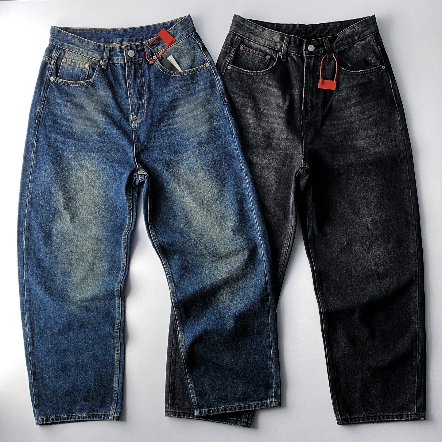 Washed Loose Straight Leg Men's Jeans Cleanfit Wide Leg Skateboard Casual Wear Spring Autumn Winter Heavy Duty Jeans