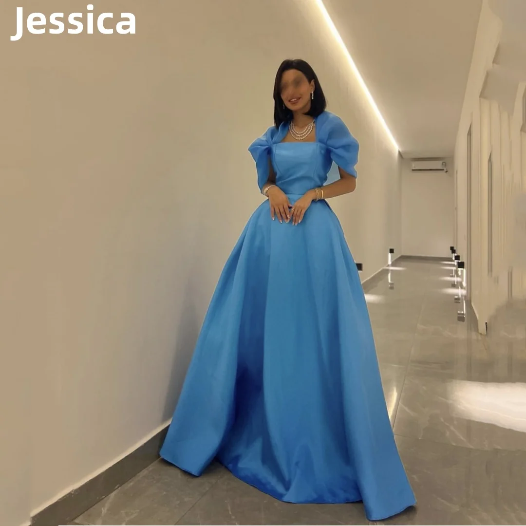 

Jessica Blue Satin Prom Dresses Dubai Dress Elegant Ladies A-line Corset Evening Dress Luxurious Party Dress 2024 فساتين السهرة