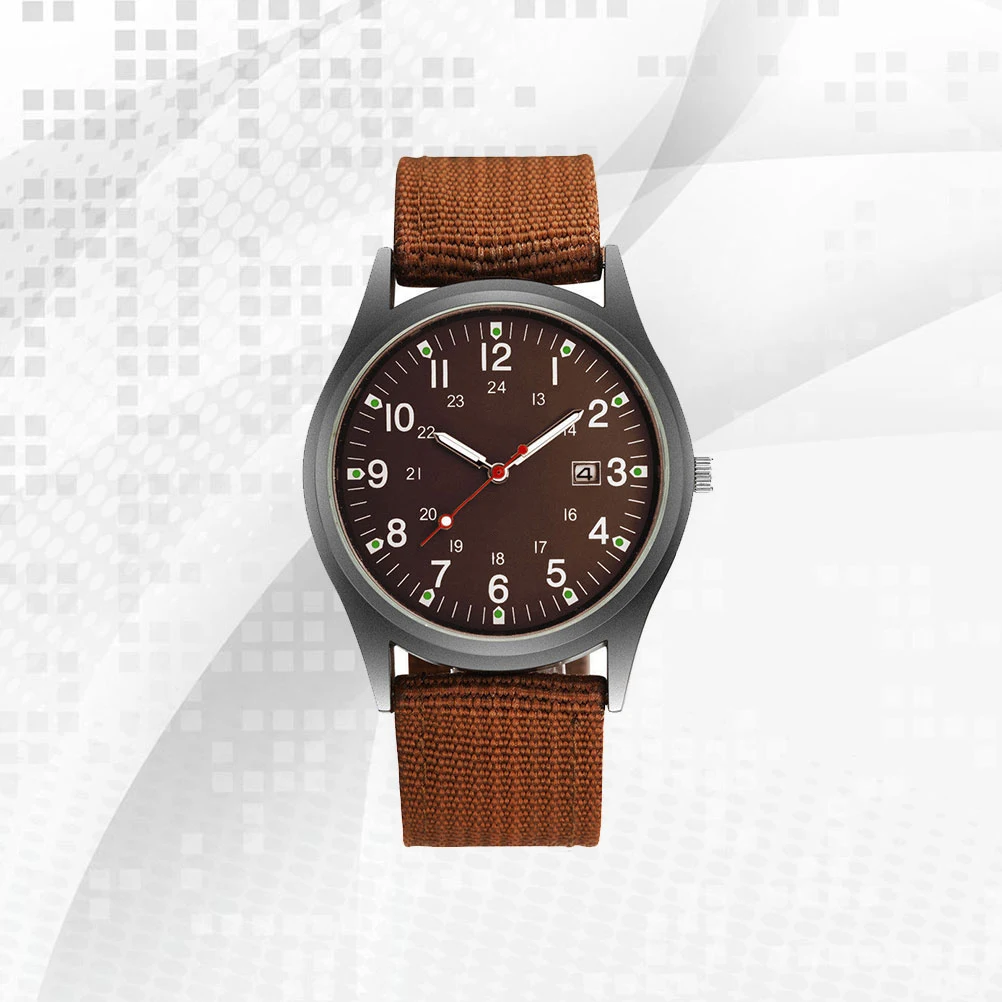 

Nylon Strap Watch Brown Stylish Chic Wristwatch for Men Practical Digital Watch Durable Fashionable Gift for Colleagues Families