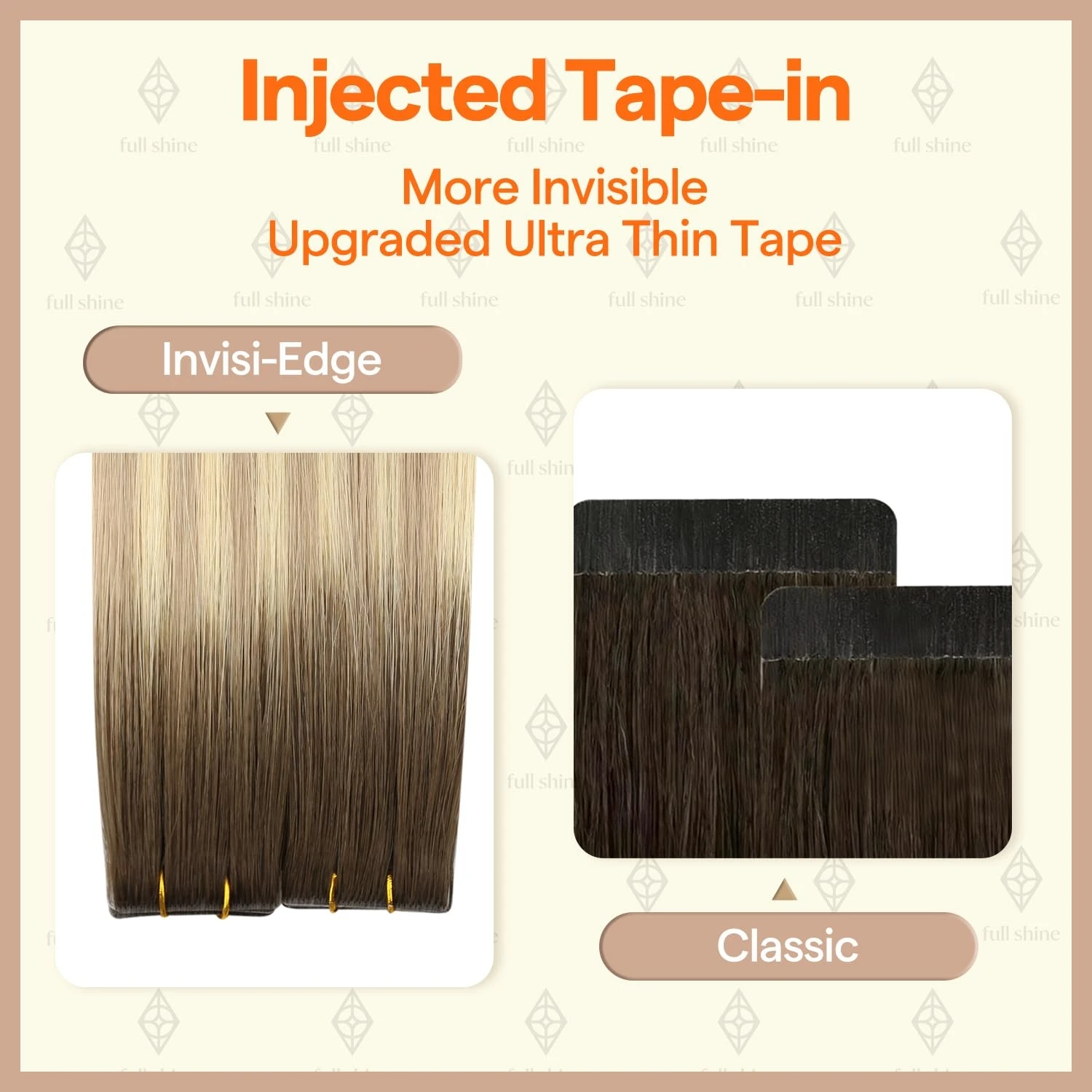 Full Shine Invisible Virgin Injection Human Tape Hair Extensions 100% Real Straight Human Hair Balayage color for Women