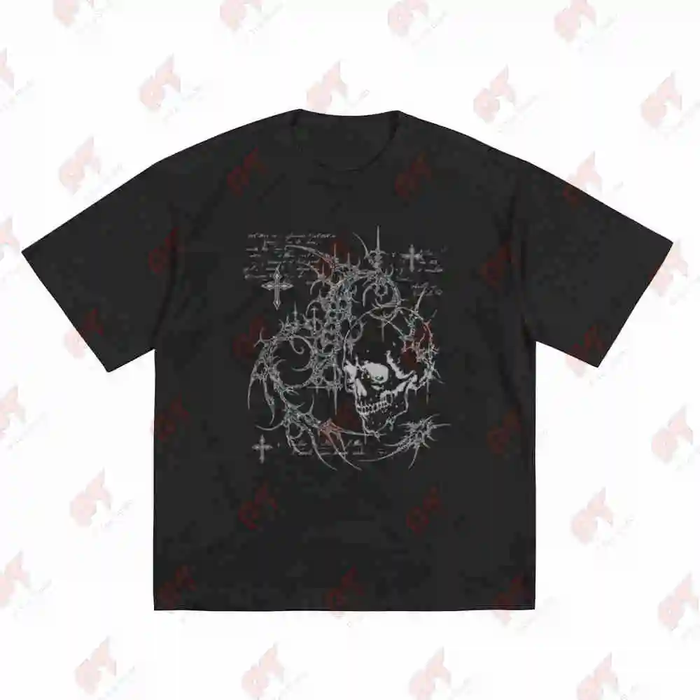 Y2K Grunge Goth Alt Skull Sigilism Short Sleeve Tee 100% Cotton T-Shirt