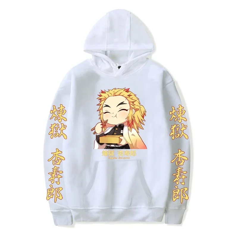 Japan Anime Demon Slayer Kawaii Rengoku Kyoujurou Graphic Print Men Women Autumn Winter Harajuku Sweatshirt Plus Size Hoodie