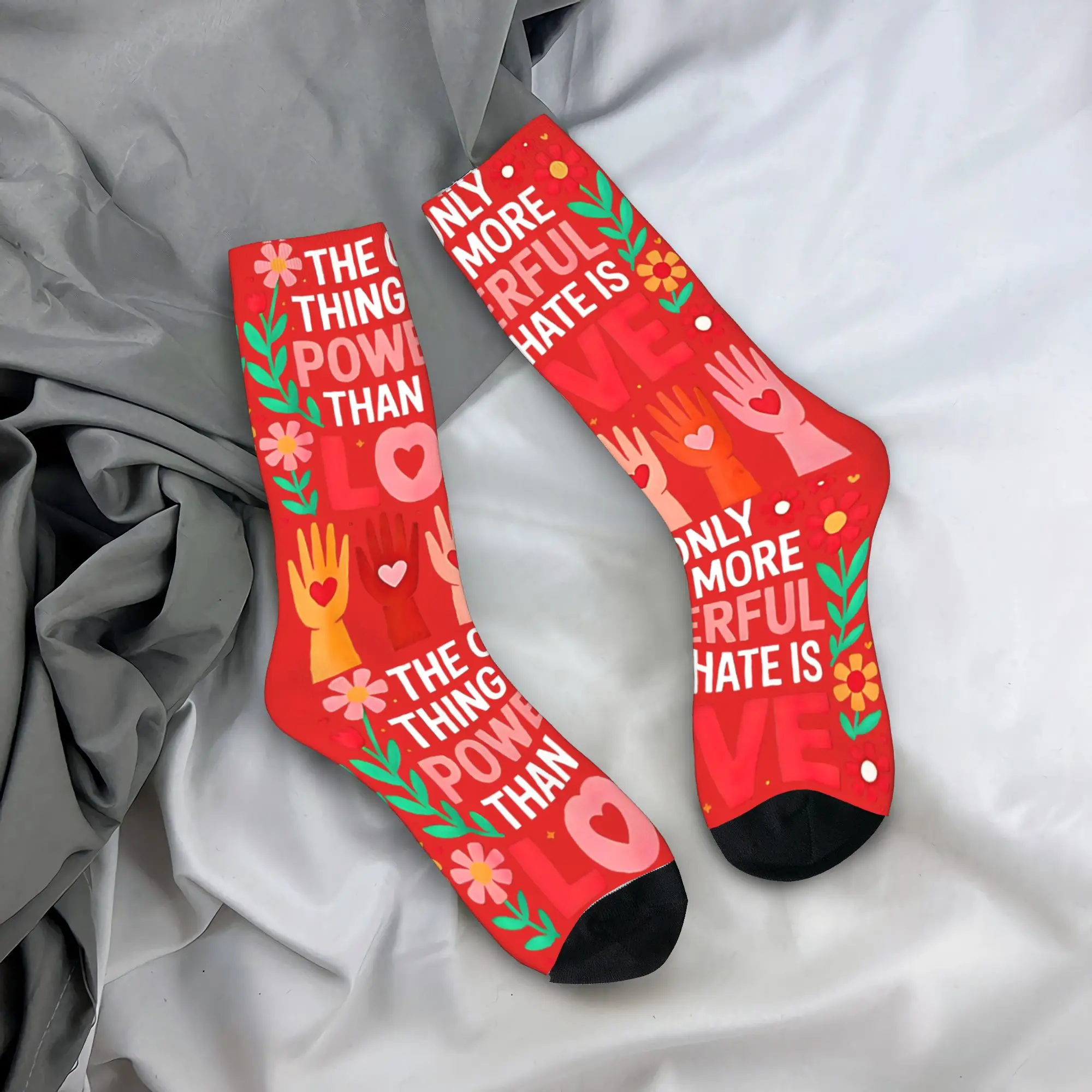 

The Only Thing More Powerful Than Hate Is Love Stockings Women Men Socks Soft Breathable Harajuku Socks Autumn Running