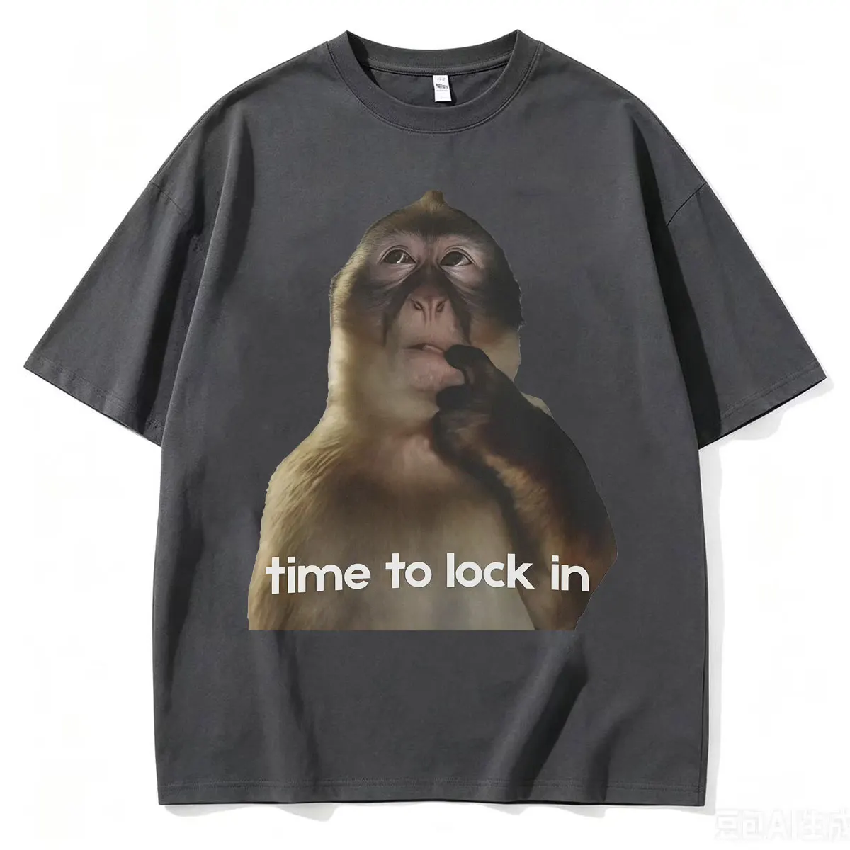 Time To Lock in Funny Monkey Meme T-Shirts Mens Womens Fashion Graphics T-shirt Short Sleeve 90s Casual Retro Cozy Daily T Shirt