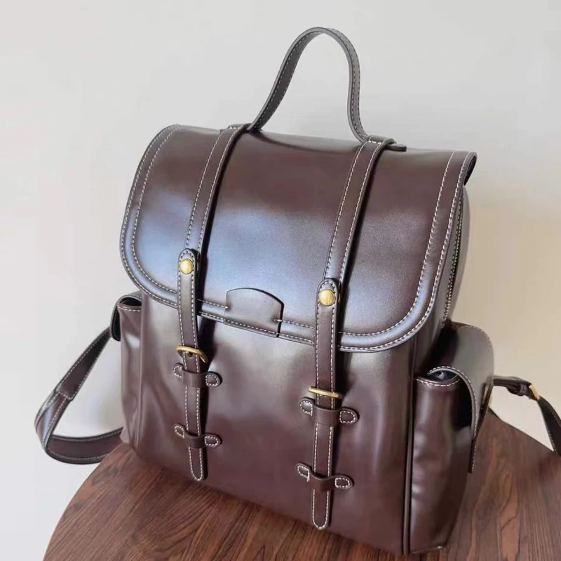 

Рюкзак в английском стиле, сумки для женщин, роскошные дизайнерские сумки, кошельки, 2026, новинка, сумка через плечо с заклепками и пряжкой из искусственной кожи с несколькими карманами