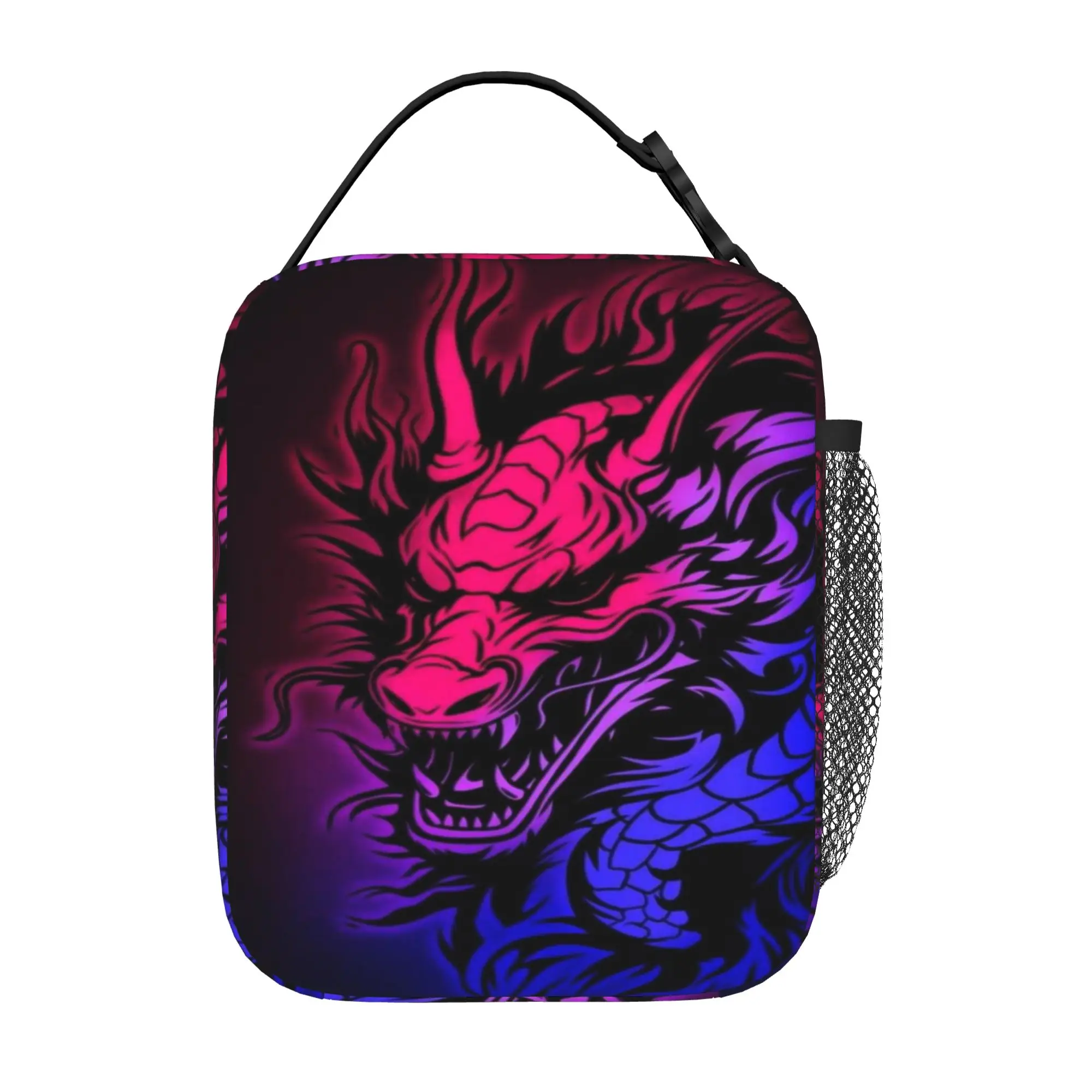 Back to school season  Lunch Box Bag Purple Neon Glow Chinese Dragon Art New Casual Personalised Solid Lunch Bag