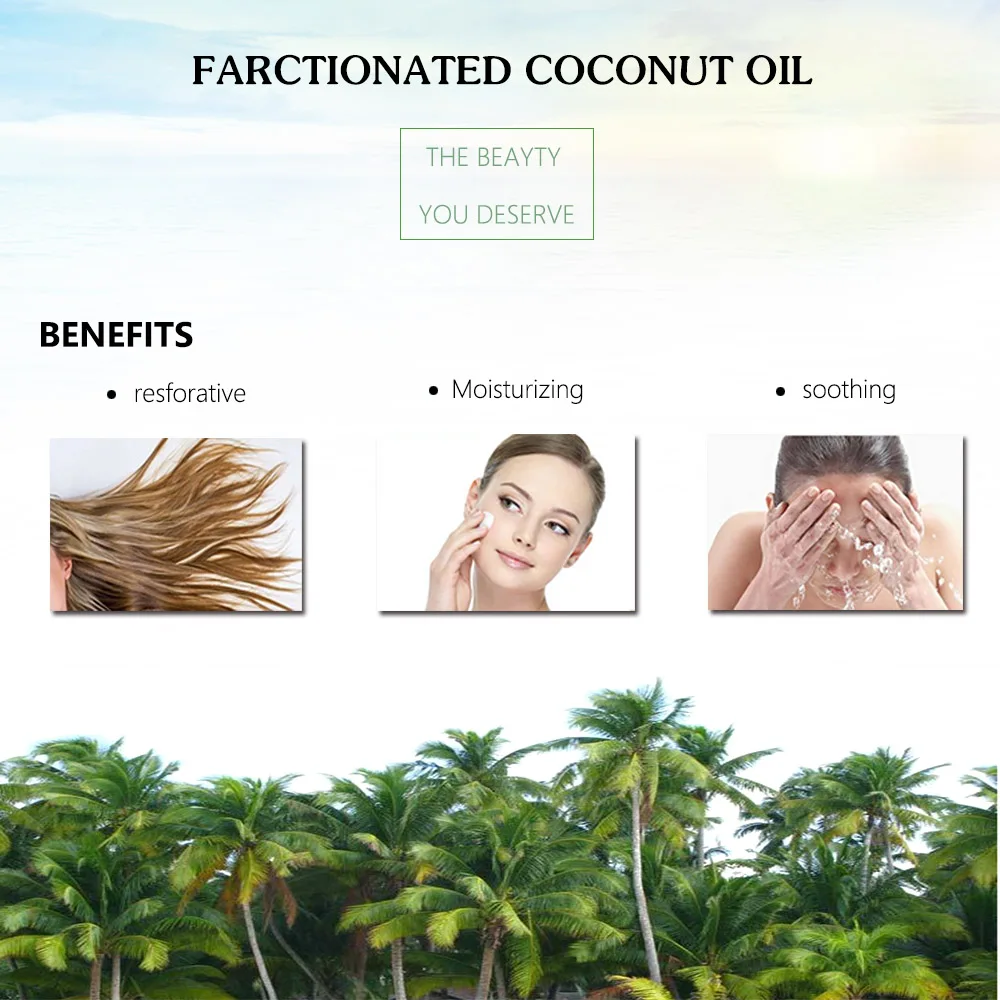 Fractionated Coconut Oil Massage Oil Moisturizing Whitening Anti-aging Essential Oil Skincare Hair Care