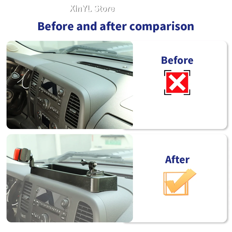 

Center Console Phone Holder GPS Bracket Storage Box Fit For Chevy Silverado 2007-2013 Organizer Accessories