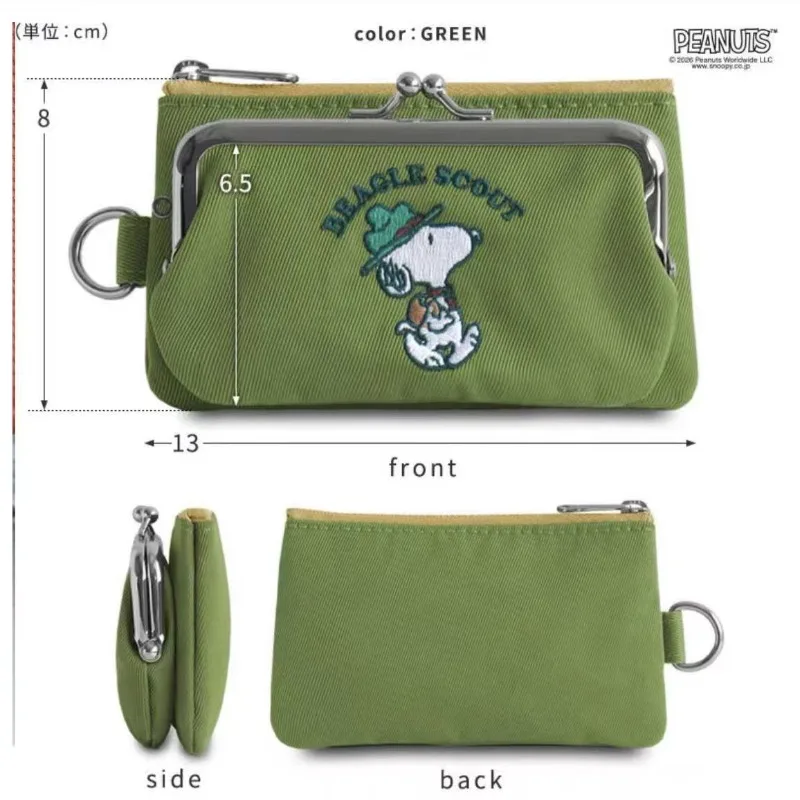 YOUMAI New Japanese Style Cartoon Snoopy Embroidered Coin Purse Cute Clip Card Holder Zipper Storage Bag