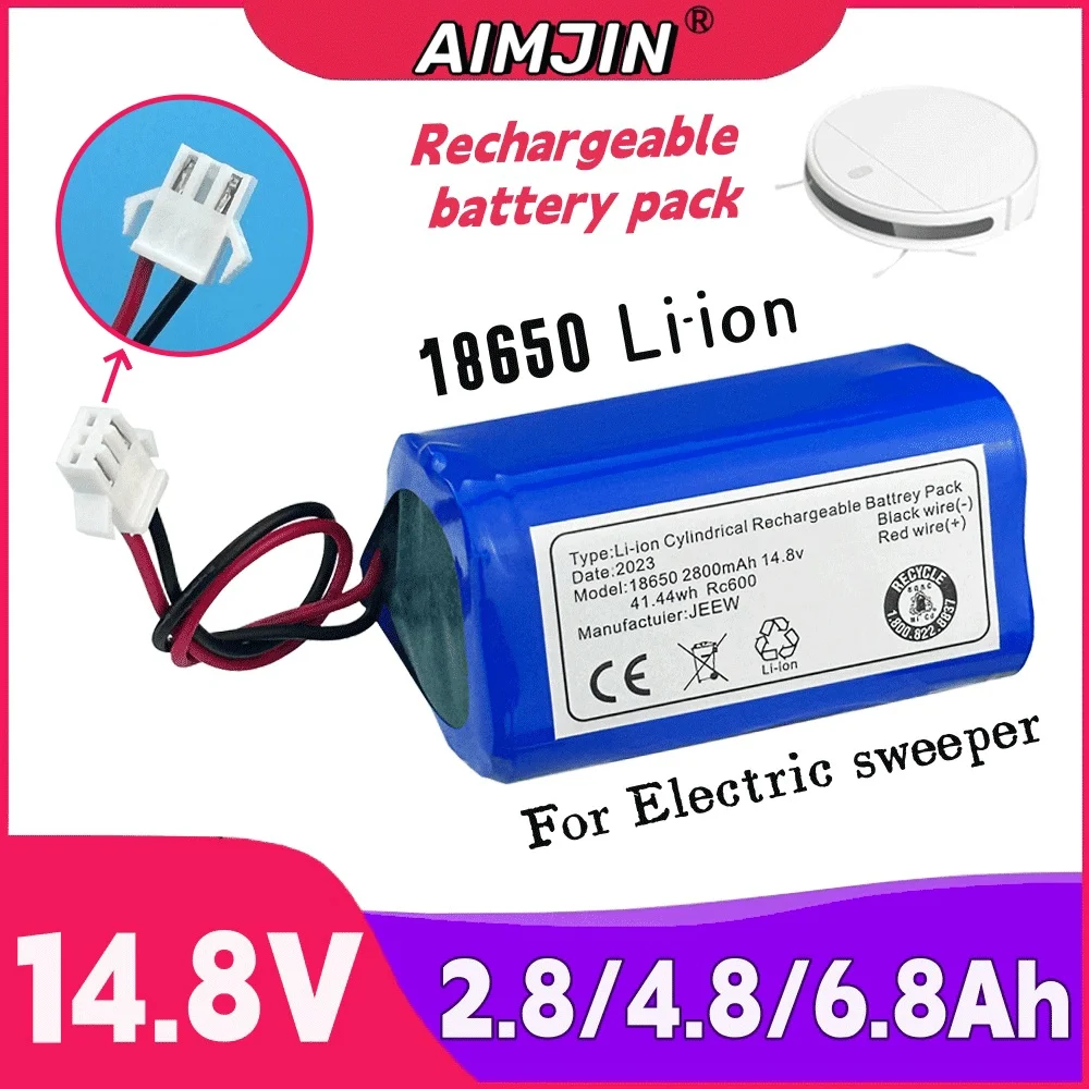 

New 14.8V 2800/4800/6800mAh Li-ion Battery Pack SM 3P Plug For Airrobo P20 Robot Vacuum Cleaner