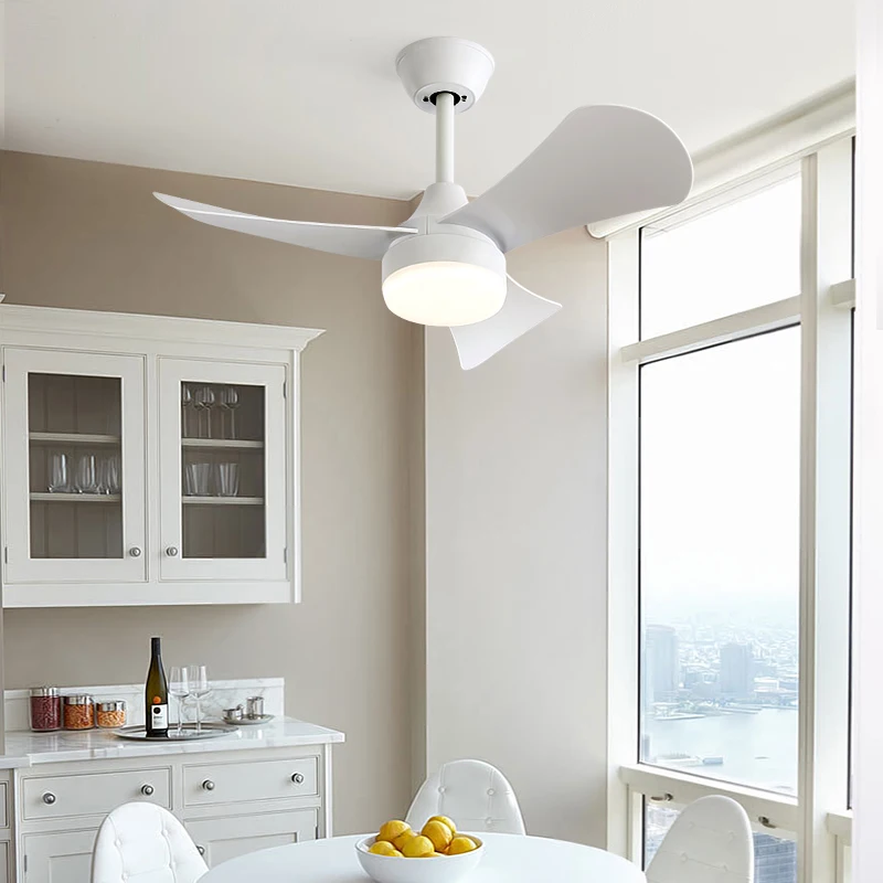 Ceiling Fan with Light - ABS Blades, Nordic Minimalist Style, Silent Copper Motor Perfect for Bedroom, Study, and Dining Room