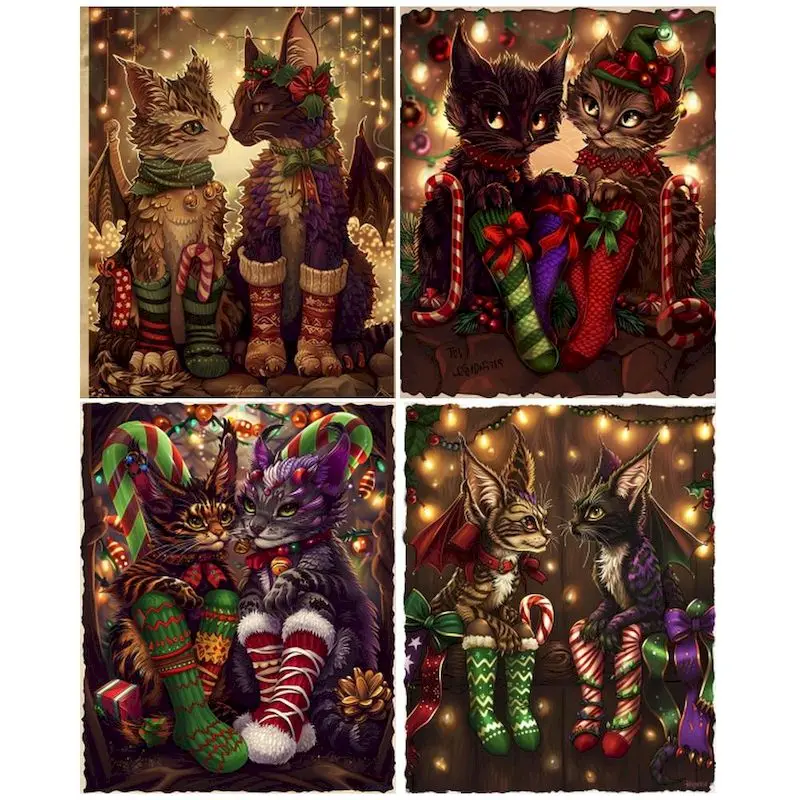 

GATYZTORY 40x50cm Paint By Numbers Black Cat Frame For Adults Kids Diy Crafts Paint Kit Wall Art Animals Picture Coloring Gift