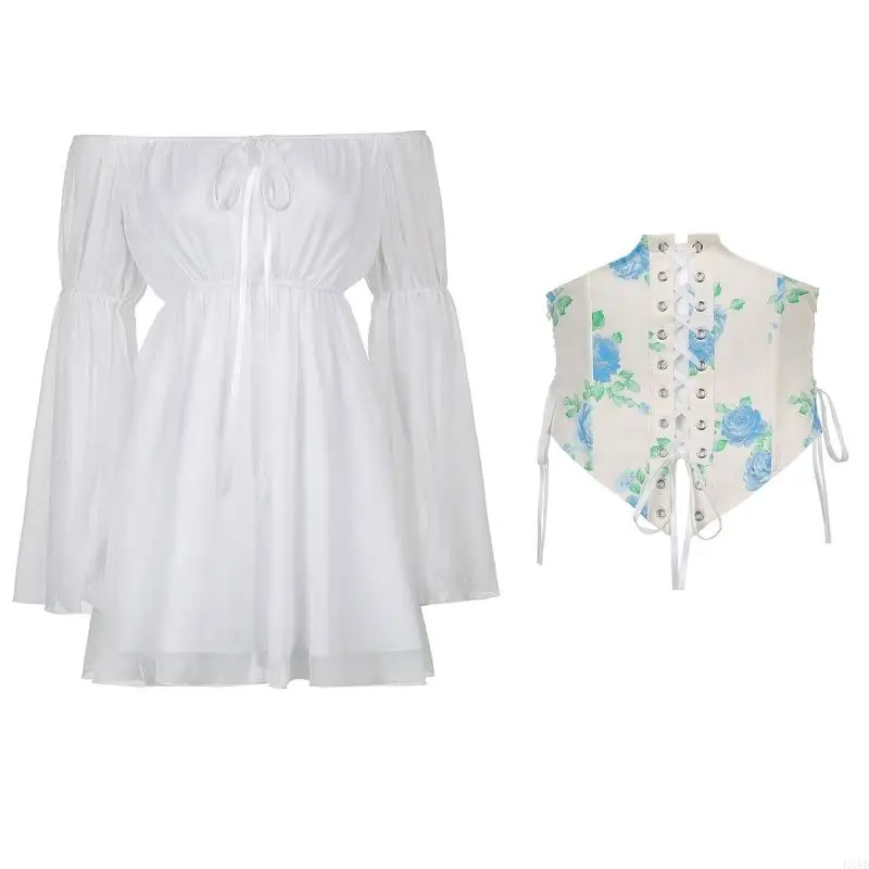 lxadシフォンドレスホローウエスト包帯女性サマーパーティーヴィンテージサンドレスビーチ冷却通気性スカートとガーデル