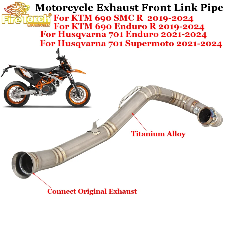 For KTM 690 SMC Enduro R 2019-2024 Husqvarna 701 Supermoto 2021 - 2024 Motorcycle Exhaust Escape Titanium Alloy Front Link Pipe