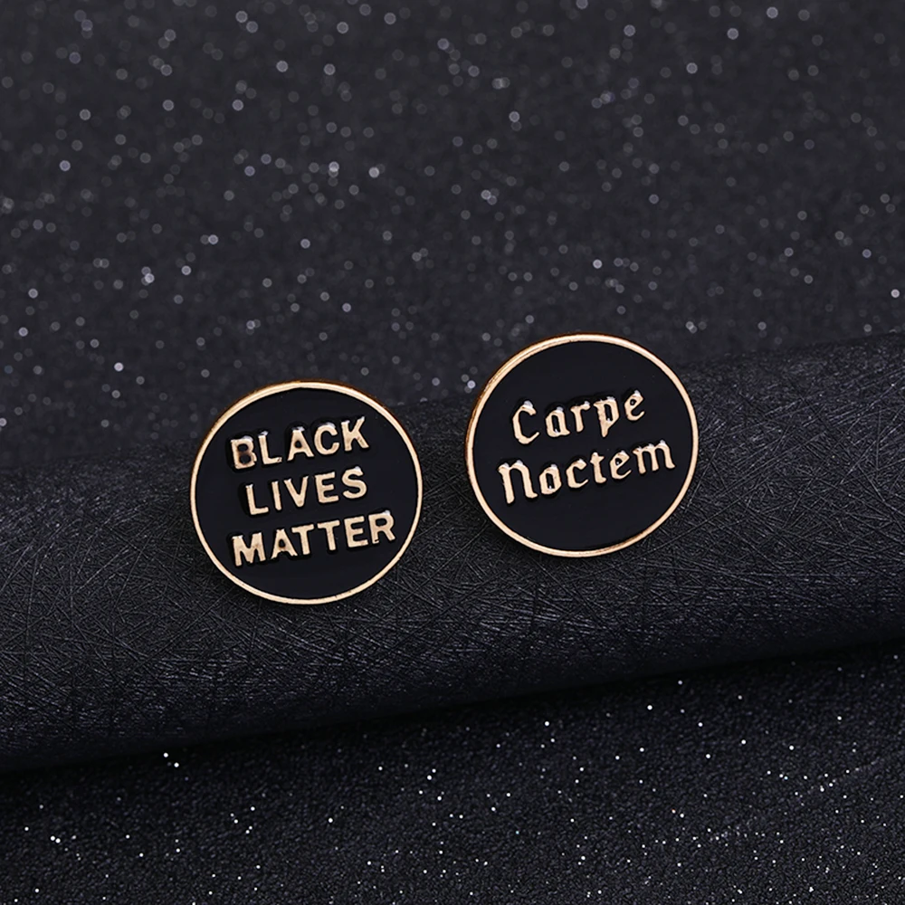 Letter Jewelry Black Lives Matter Round Badge Chaotic Neutral Carpe Noctem Yall Need Science Brooches Collar Pins For Coat Gift