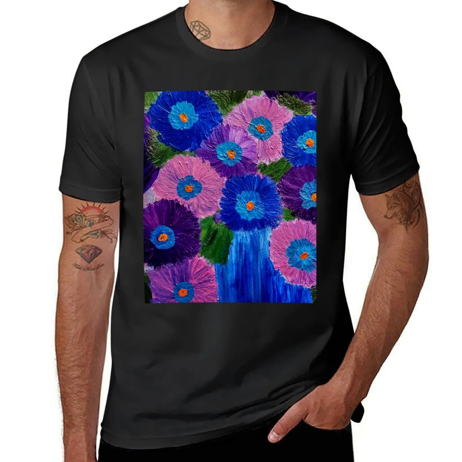 Pink and purple flowers a vintage glass vase T-Shirt sweat vintage clothes fitted t shirts for men