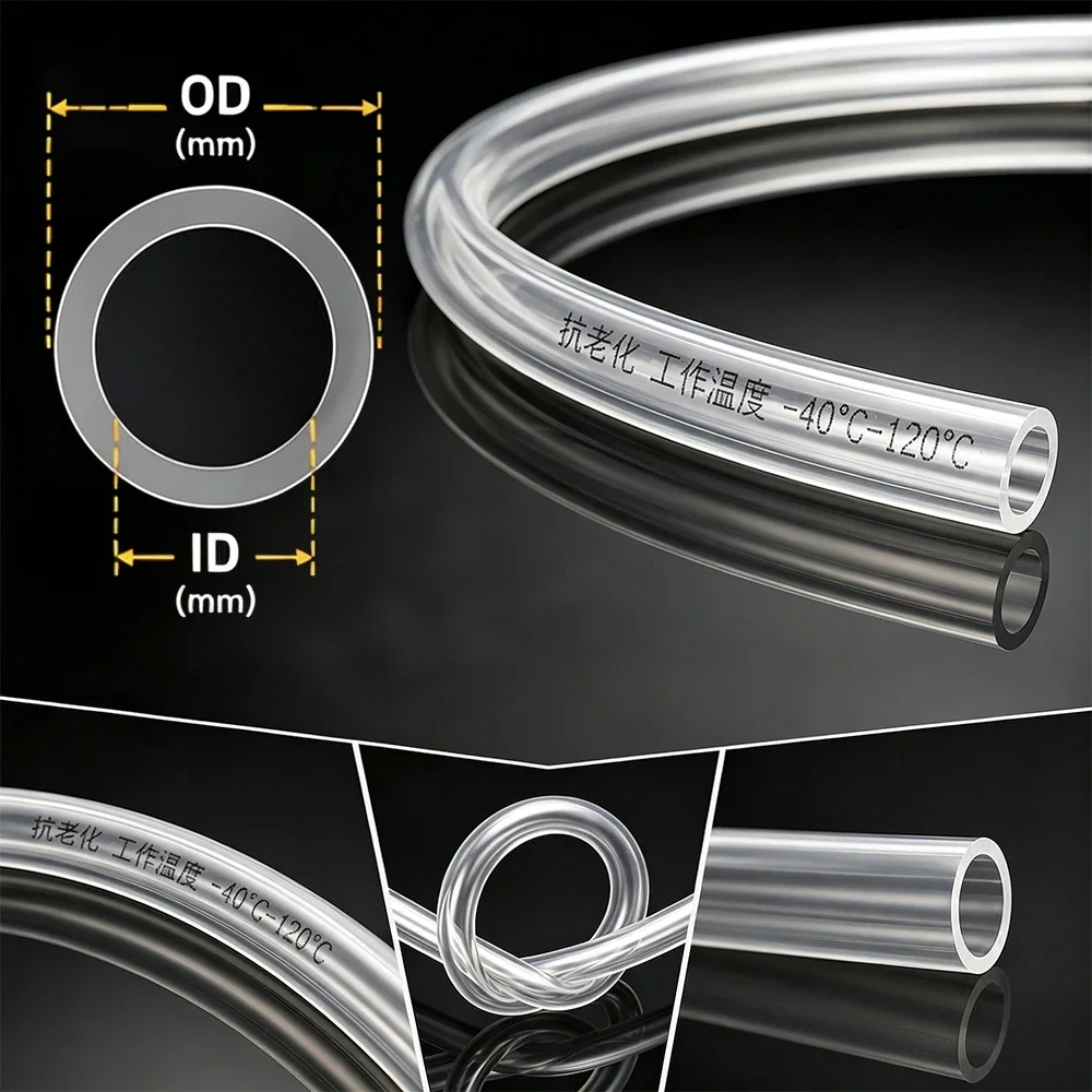 Clear Flexible TPU Fuel Tubing ID 4mm~16mm Oil‑resistant Anti‑Leak Hose for Fits Chainsaw Leaf Blower Lawn Mower Small