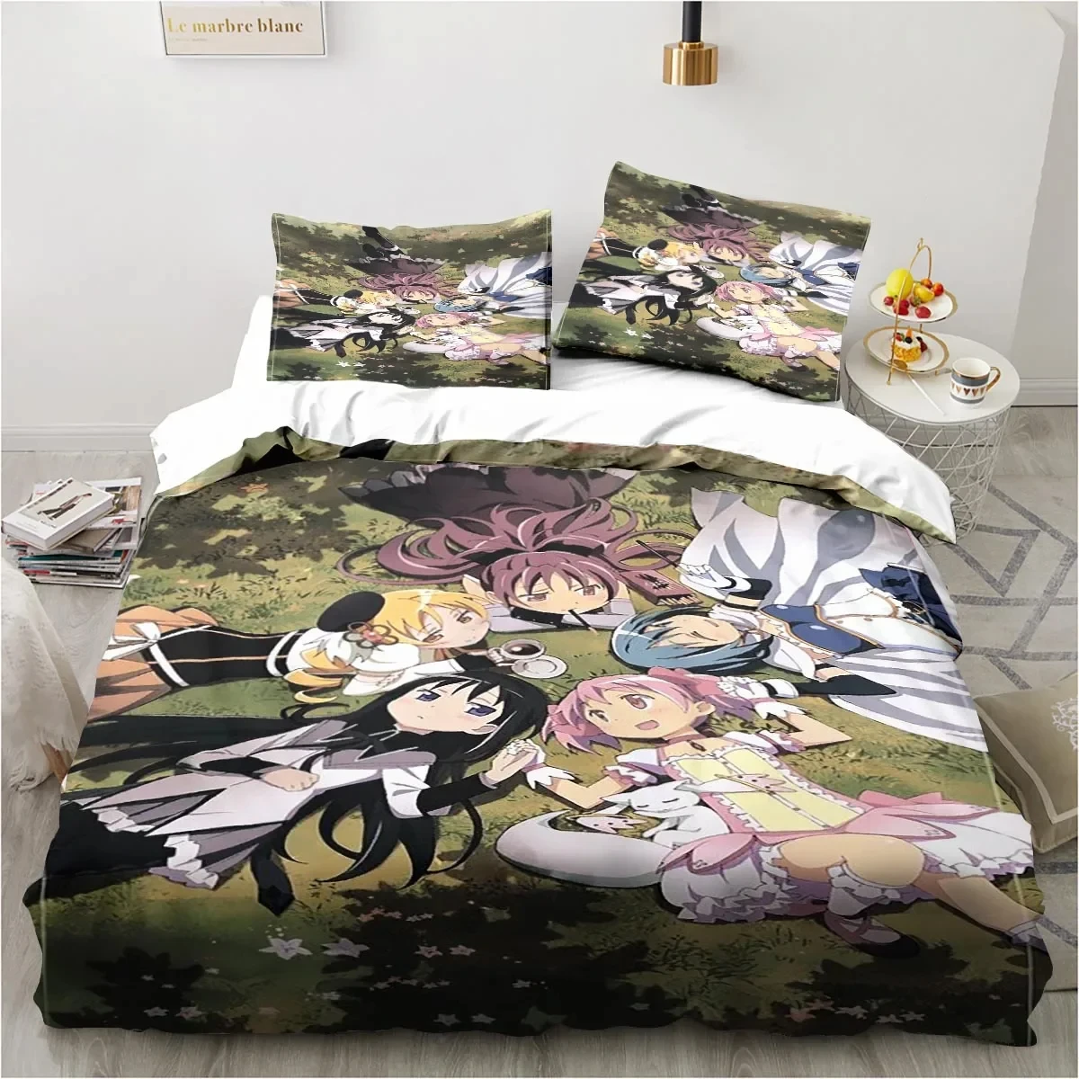 Anime Puella Magi Madoka Magica Bedding Set,Duvet Cover Bed Set Quilt Cover Pillowcase,King Queen Twin Size Boys Girls Adults